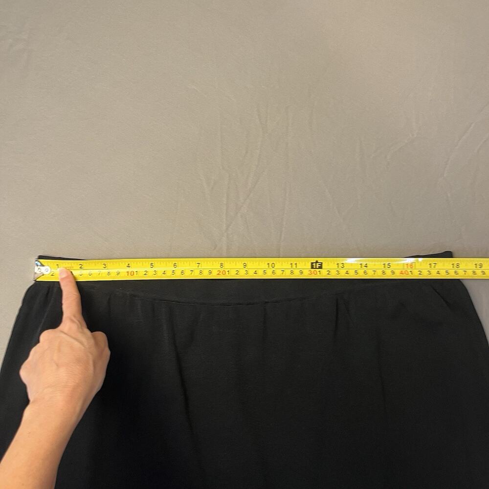 Ming Wang Black Maxi Skirt 1X Black Pull On Elastic Waist, Stretch, Slit Womens - Picture 8 of 11